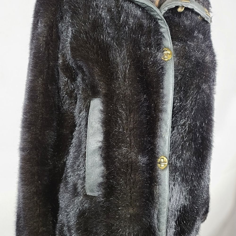 Raincheetahs Naman Vintage 60s Faux Fur Black Coat - Picture 3 of 14